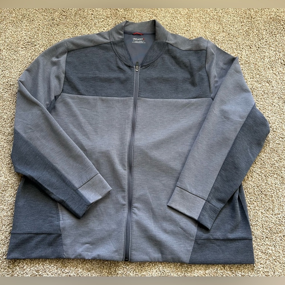 Men’s UNTUCKit Zip Front Two Tone Blue Casual Jacket (3XL)
